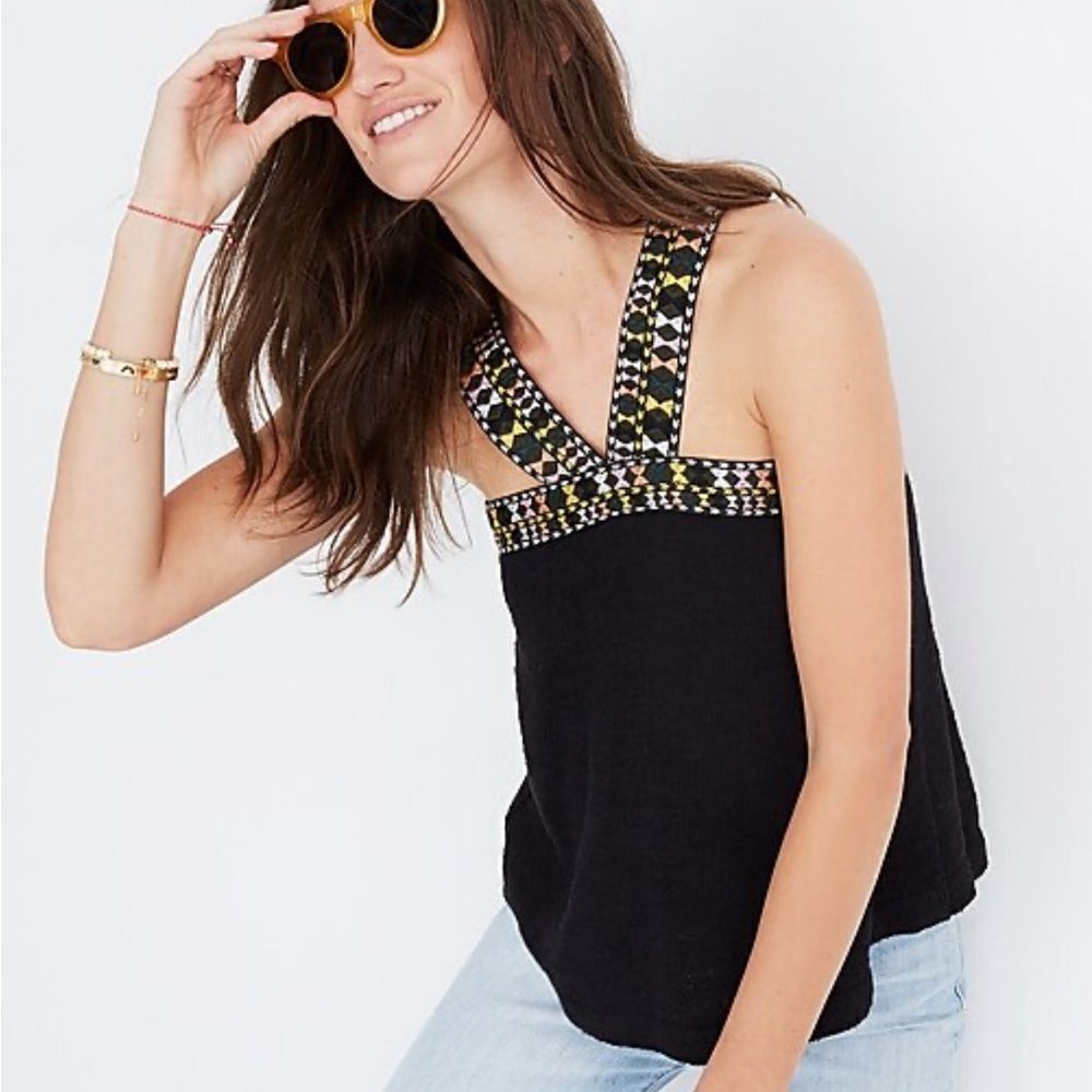 Madewell embroidered swing sweater tank